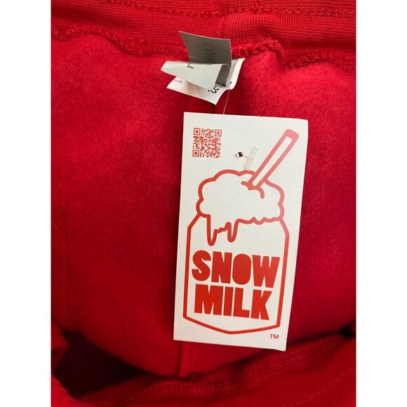 Snow Milk Brooklyn Red Hand Painted Upcylced Sweatpants Size Large New RARE! - Picture 8 of 8